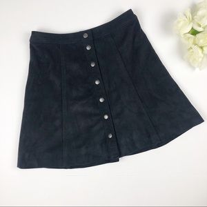 Abercrombie & Fitch Black Suede Snap Front Skirt
